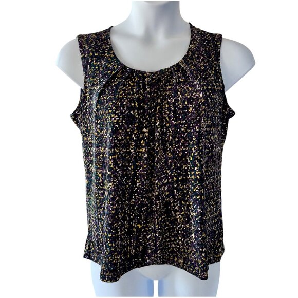 Kasper Sleeveless Black & Multicolor Print Blouse Womens Size Large - Picture 2 of 9